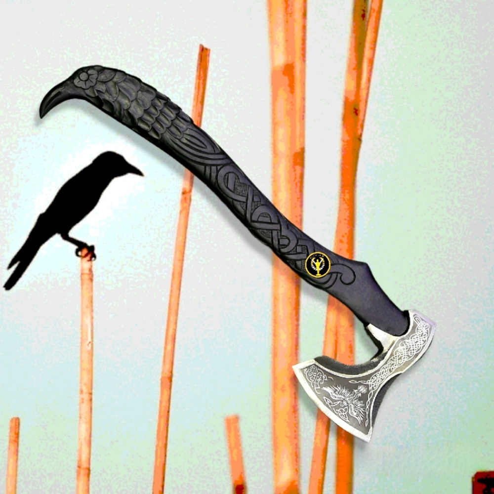 Viking Raven Crow Axe